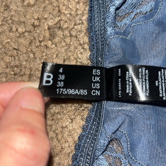 La Perla Floral Lace Mesh Thong Bodysuit Underwire Periwinkle Blue 38B - Picture 10 of 10